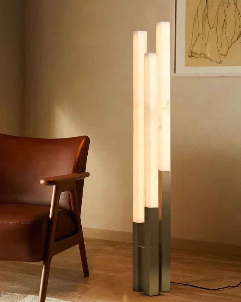 LightsStory Series Ethereal Floor Lamp | Soft Glow Alabaster Genuine Hand-Carved Alabaster, Sturdy Metal Base for Living Rooms, Bedrooms, and Entryways Modern Art Design Floor Lamp