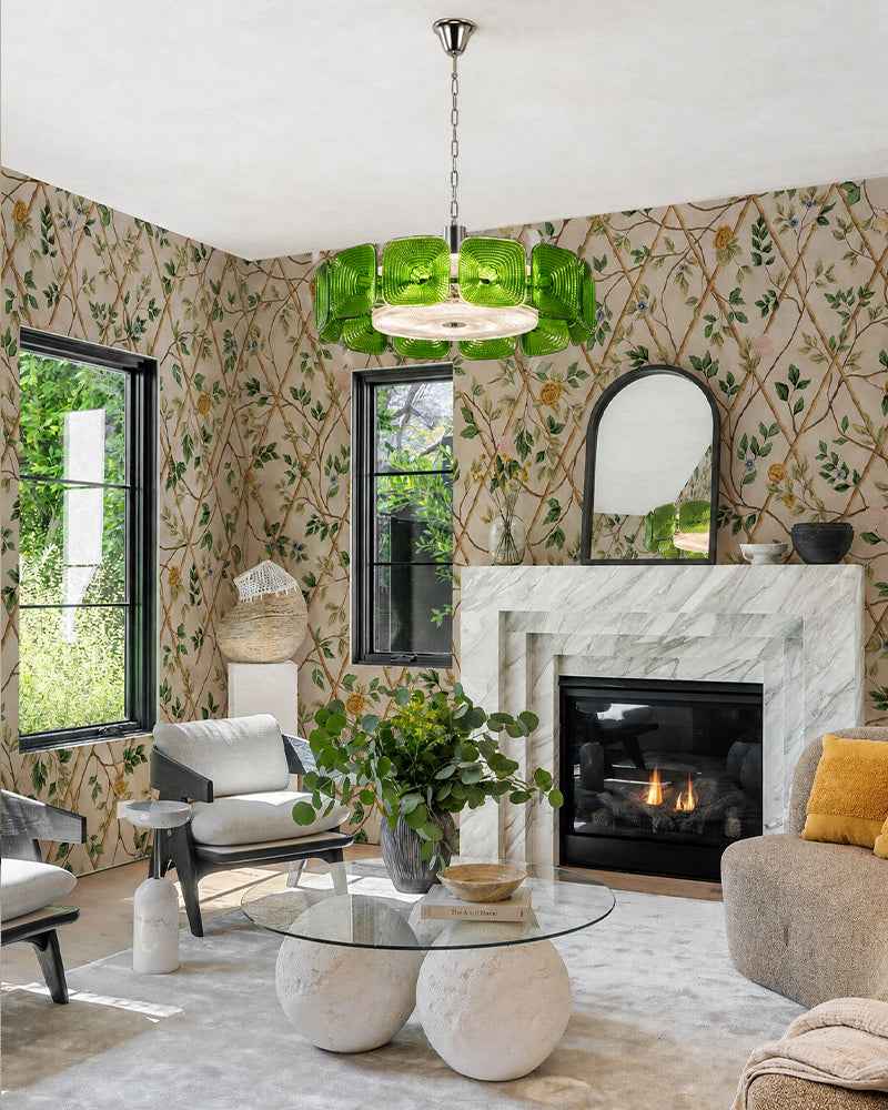 LightsStory Square Glass Round Chandelier - Handcrafted Colorful Glass