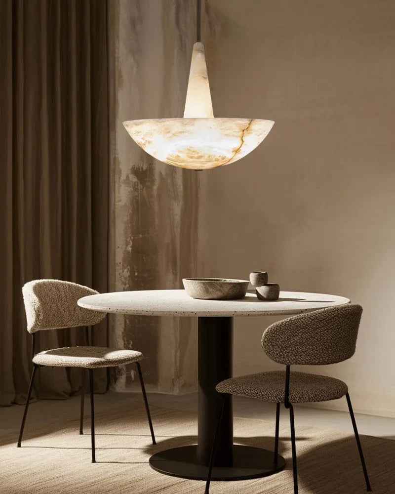 LightsStory Series Ethereal Pendant Light | Round Bowl Handcrafted premium veined or white alabaster, Dark brass patina for Living rooms, dining spaces, and entryways Modern Pendant lamp