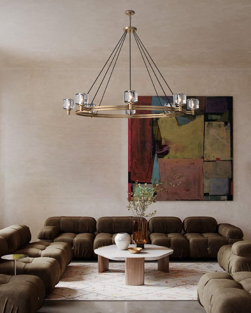 5/10 Light Farmhouse Wagon Wheel Demarat Linear Crystal Chandelier for dining table