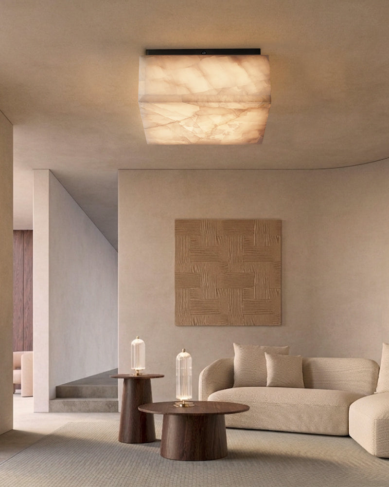 LightsStory Iconic Alabaster Ceiling Light - Small Round or Square