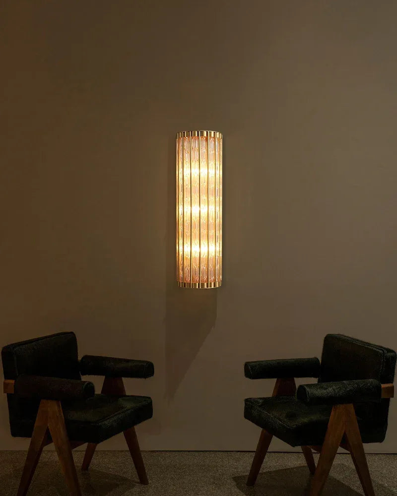 Modern Copper & Glass Linear Dimming Wall Sconce 16in/24in of height Brass Aged Wall Sconces