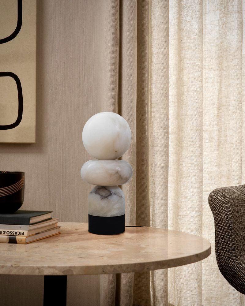 Antique White Alabaster Table Lamp Wide 8" in Brass & Bronze Base Finish Vintage Simple Table Lamp