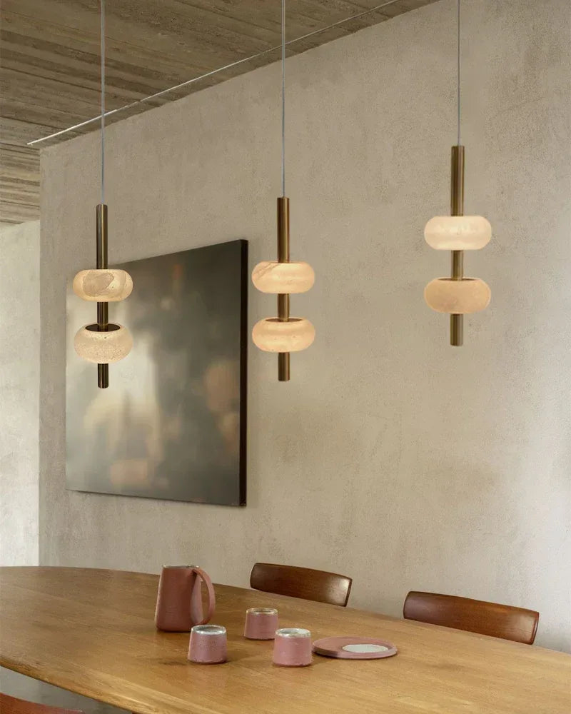 Villa 5 Light New Age Brass Cluster Pendant Light with 4in White Spanish Alabaster Shades Modern Pendant lamp