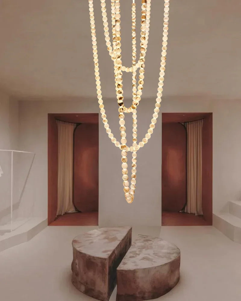 High Lighting Foyer Luxury Custom Ceiling Peal Chandelier with cluster alabaster globes for 3 chains Modern Pendant lamp