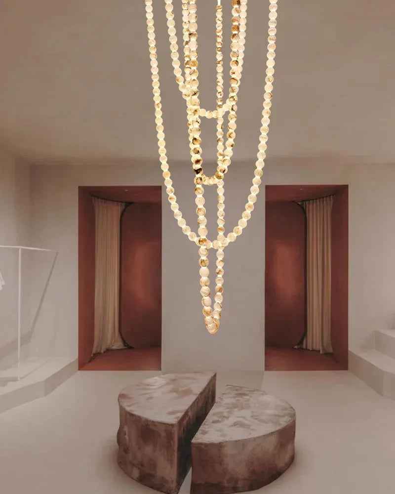 LightsStory Series Ethereal Chandelier | Cluster Alabaster Globes Natural stone and seamless brass, Seamless Brass finish for Entryways and dining rooms Modern Pendant lamp