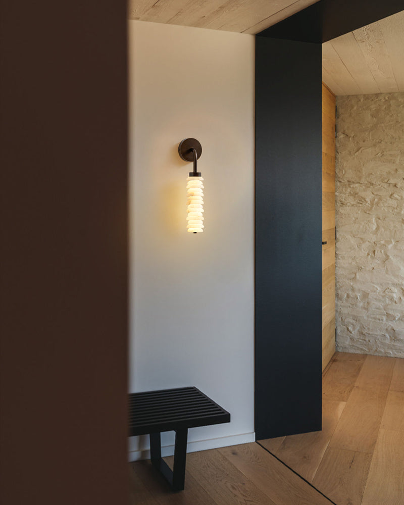 LightsStory Alabaster Round Wall Sconce - Serene White - Small