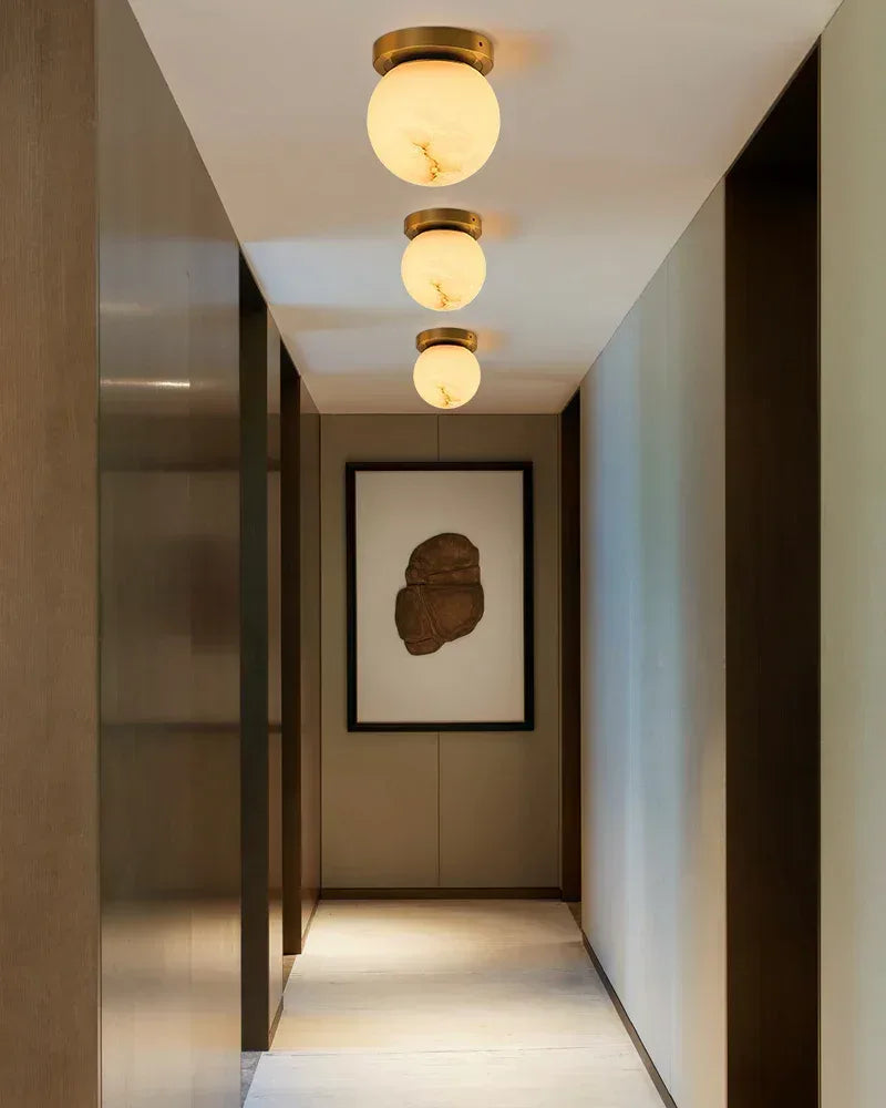 Modern Square Cube Alabaster Shade LED Raised Surface Mount Ceiling Light Fixtures Flush Mounted Ceiling Lamp