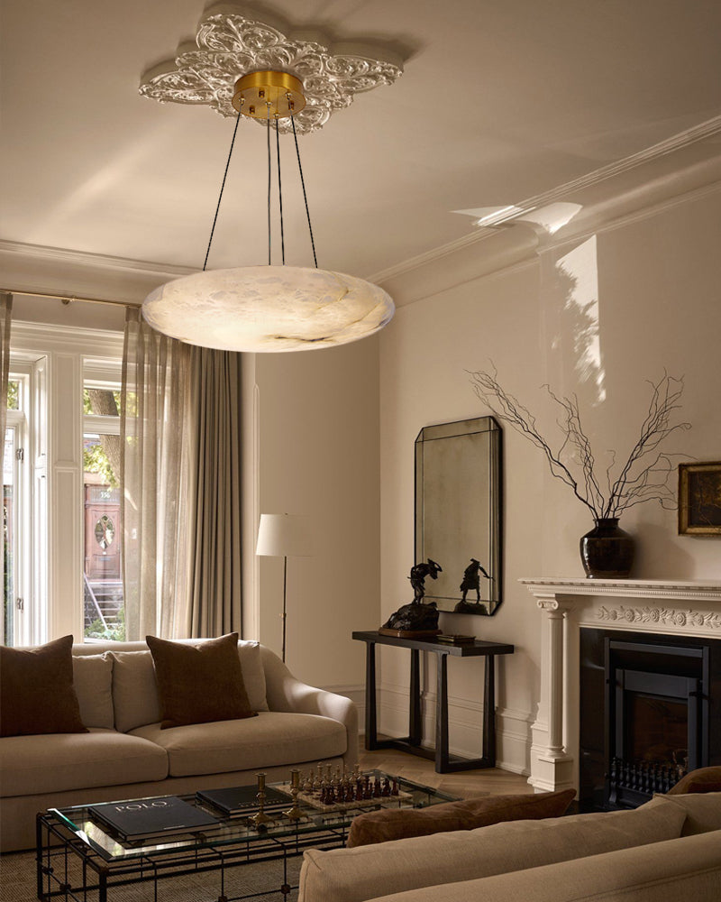 LightsStory Alabaster Oval Chandelier - Heritage Brass - Statement