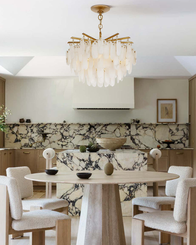 Cora Alabaster Large Tier Round Chandeliers Aged Brass/Black Framework for hallway foryer American chandelier