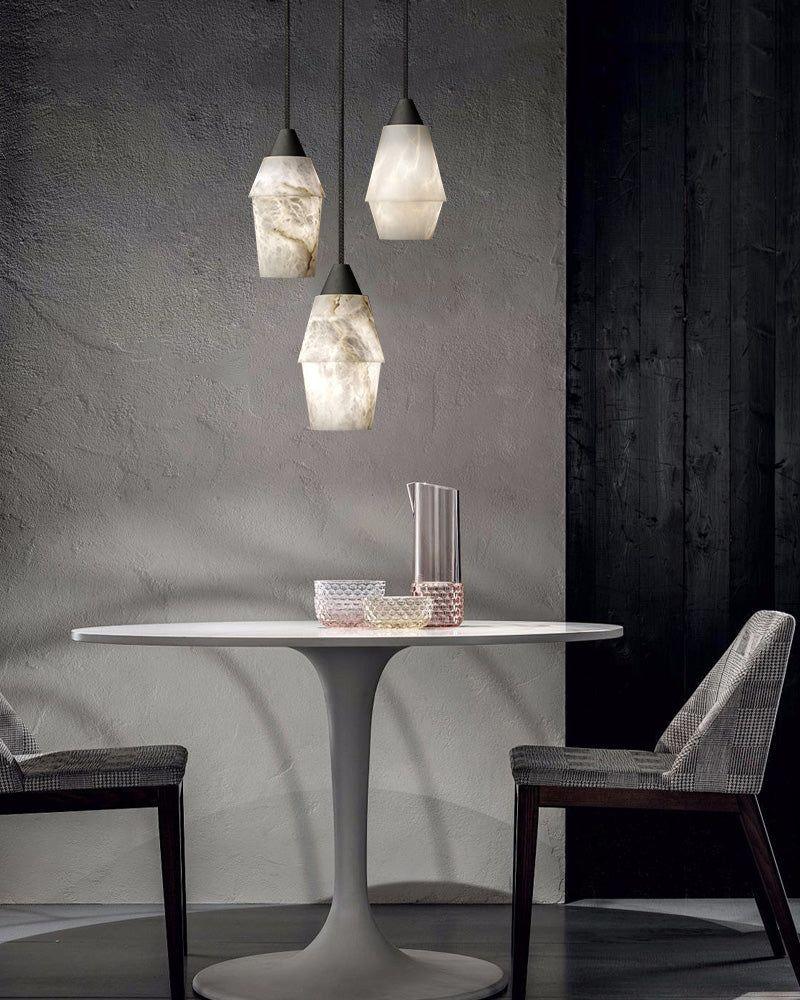 Elegant Natural Alabaster Cluster Pendant Lighting Black for Stairwell Modern Pendant lamp
