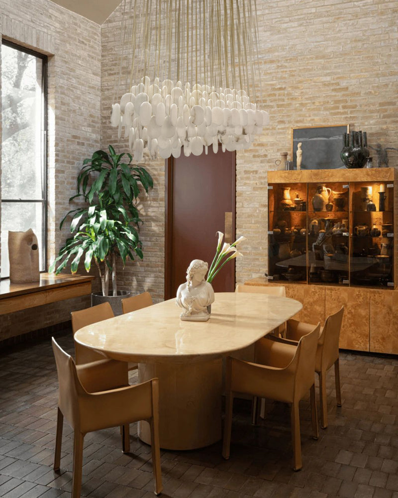 LightsStory Alabaster Streamline Chandelier - Geometrical White Stone