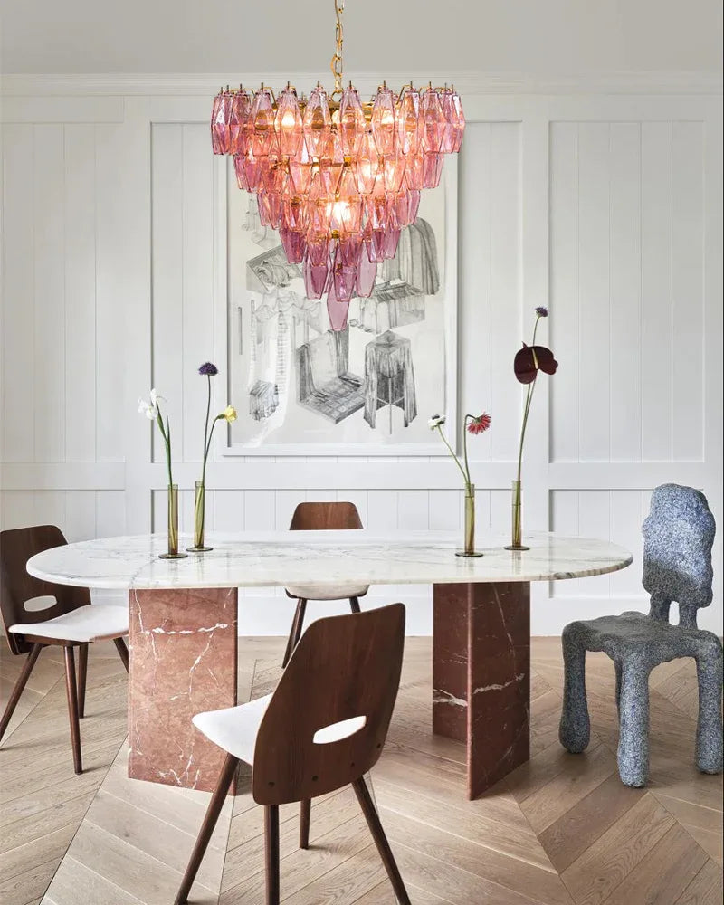 Modern Multi-Layer Murano Colorful Glass Round Chandelier Gold Framework for living room Luxury Modern Chandelier