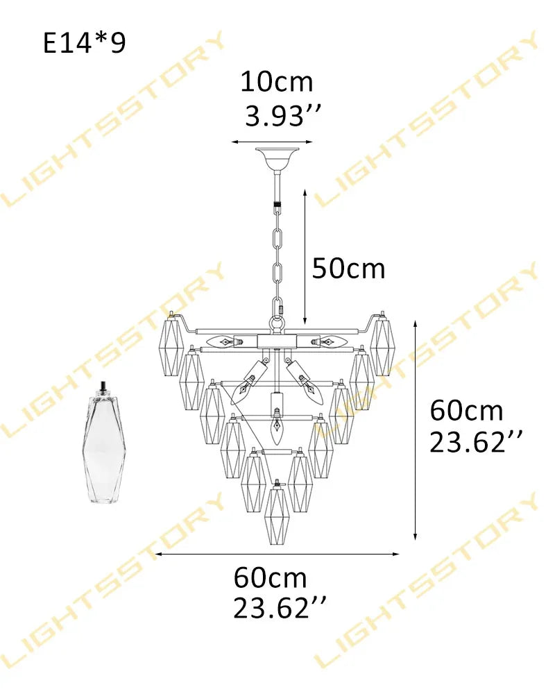 Modern Multi-Layer Murano Colorful Glass Round Chandelier Gold Framework for living room 9 light-D60*H60CM D23.62"*H23.62"(76 glass) Clear Luxury Modern Chandelier