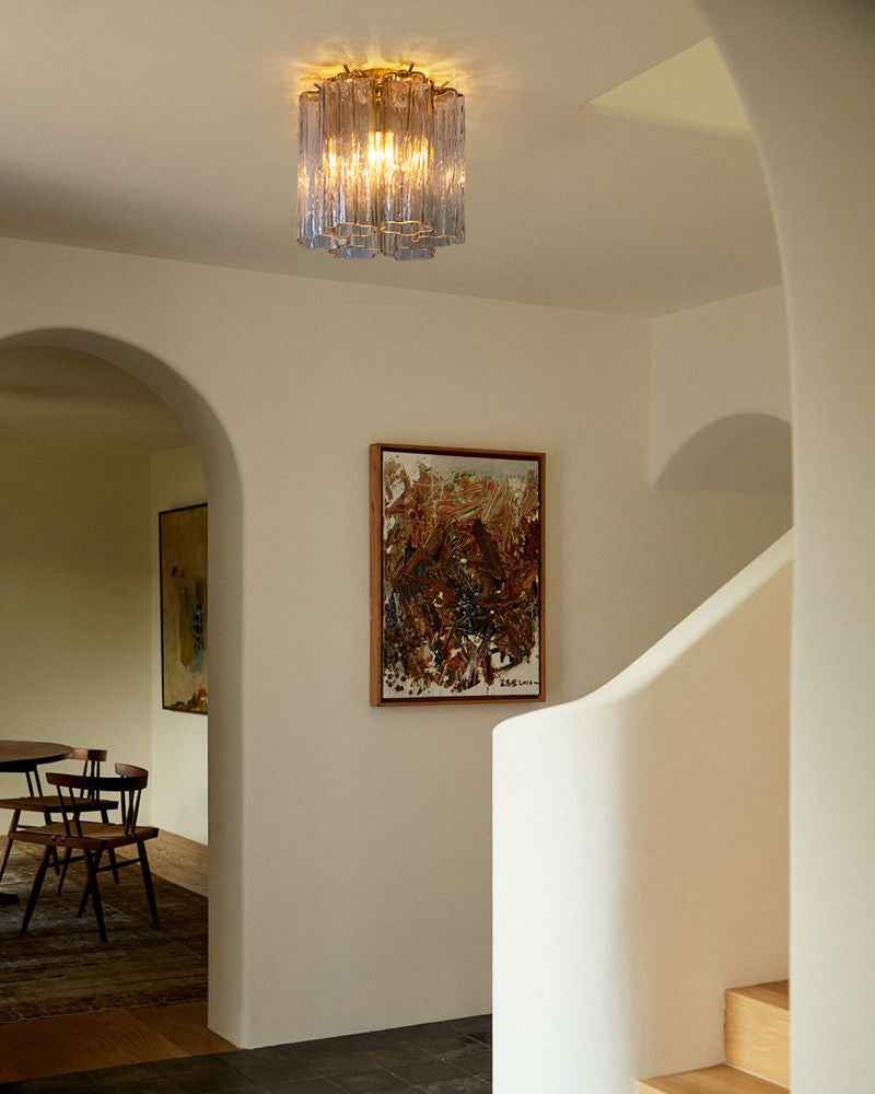 Cortina Series Ethereal Ceiling Light | Star-Shaped Hand-blown authentic Murano glass tubes, Elegant gold accents for Living Rooms and Entryways Modern Ceiling lamp