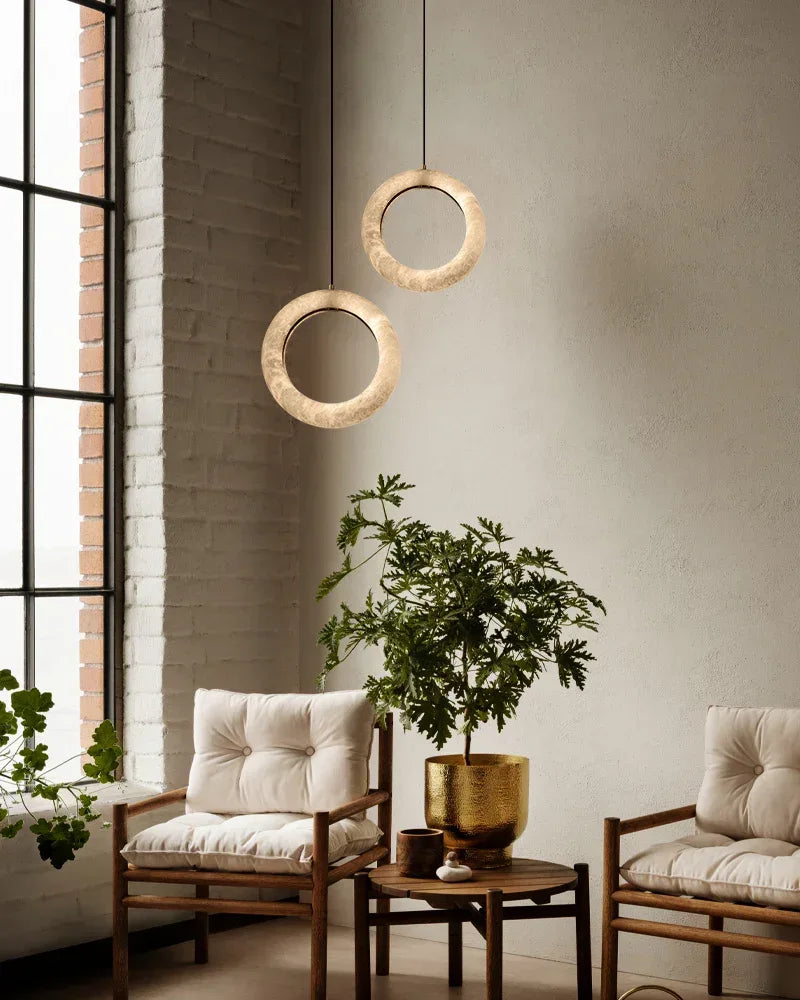 Modern Hanging Round Alabaster LED Small Ring Pendant Lights for Bedroom Modern Pendant lamp