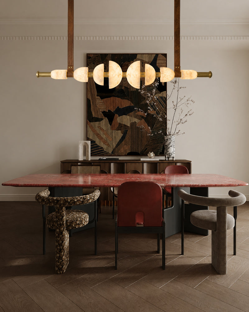 LightsStory Serene White Alabaster Linear Pendant Light - Semicircle