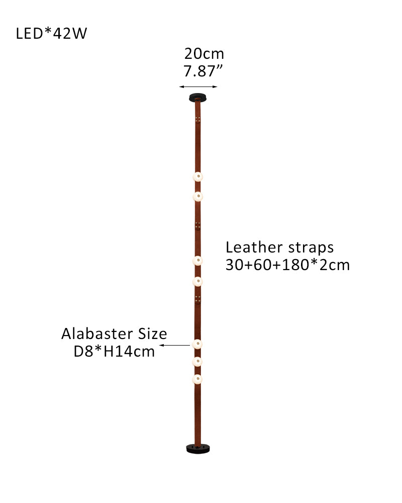 Hubbardton Forge Snaps Small LED Floor-to-Ceiling Light in Brown Leather Finished