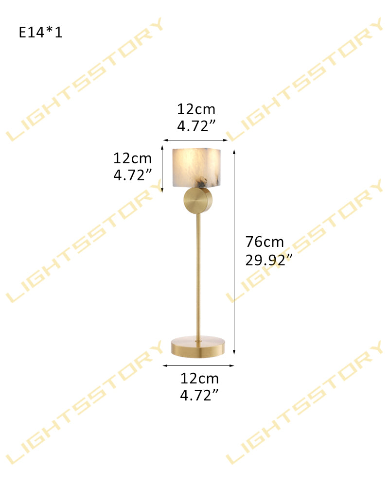 Etruscan Small Table Lamp Alabaster Round/Square Drum Shade Modern Bedside Lamp