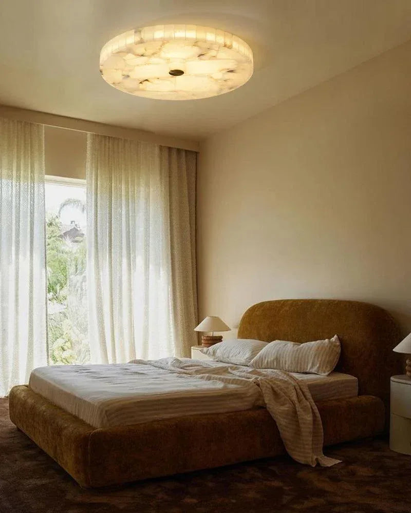 White Spanish Round Alabaster Flush Mount Ceiling Light for bedroom Flush Mounted Ceiling Lamp