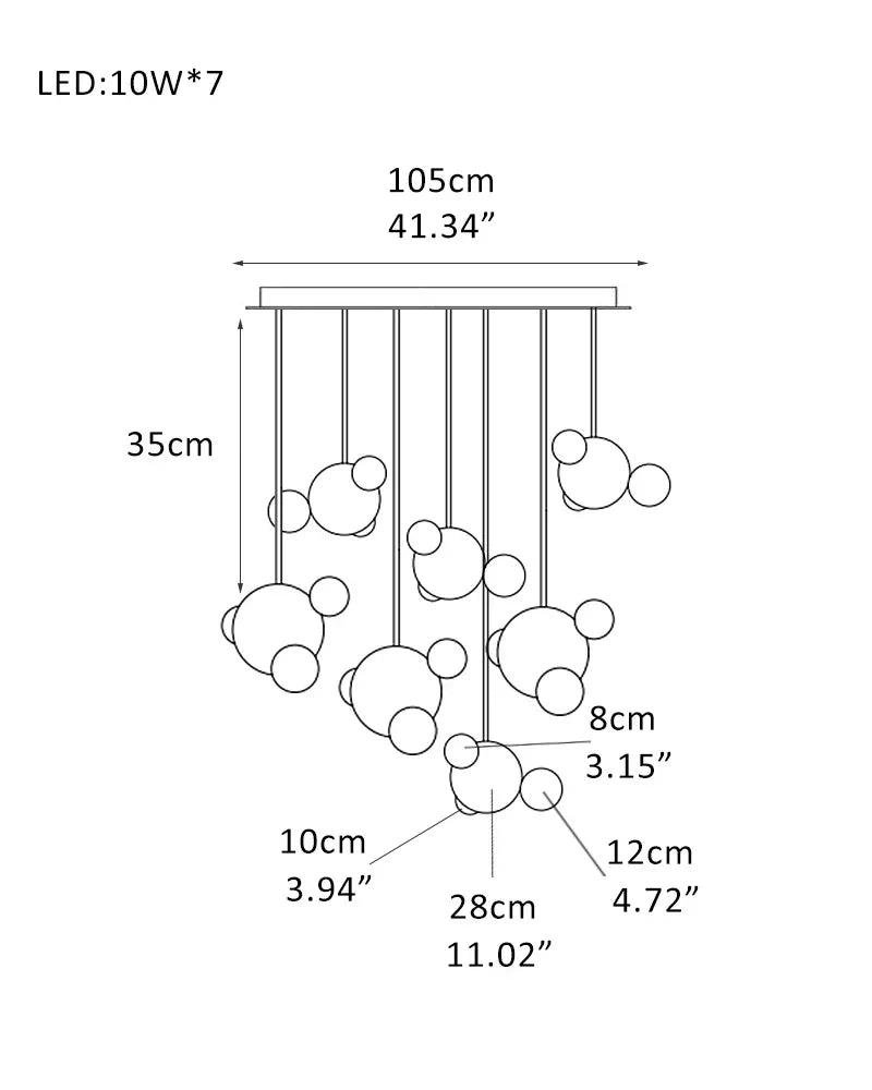Nordic Black/Gold Disk Long Pendant Celing Lamp with alabaster globe cluster lighting 1 Cluster*7-D28+D12+D10+D8CM D10.92“+D4.68"+D3.9“+D3.12"-A American chandelier