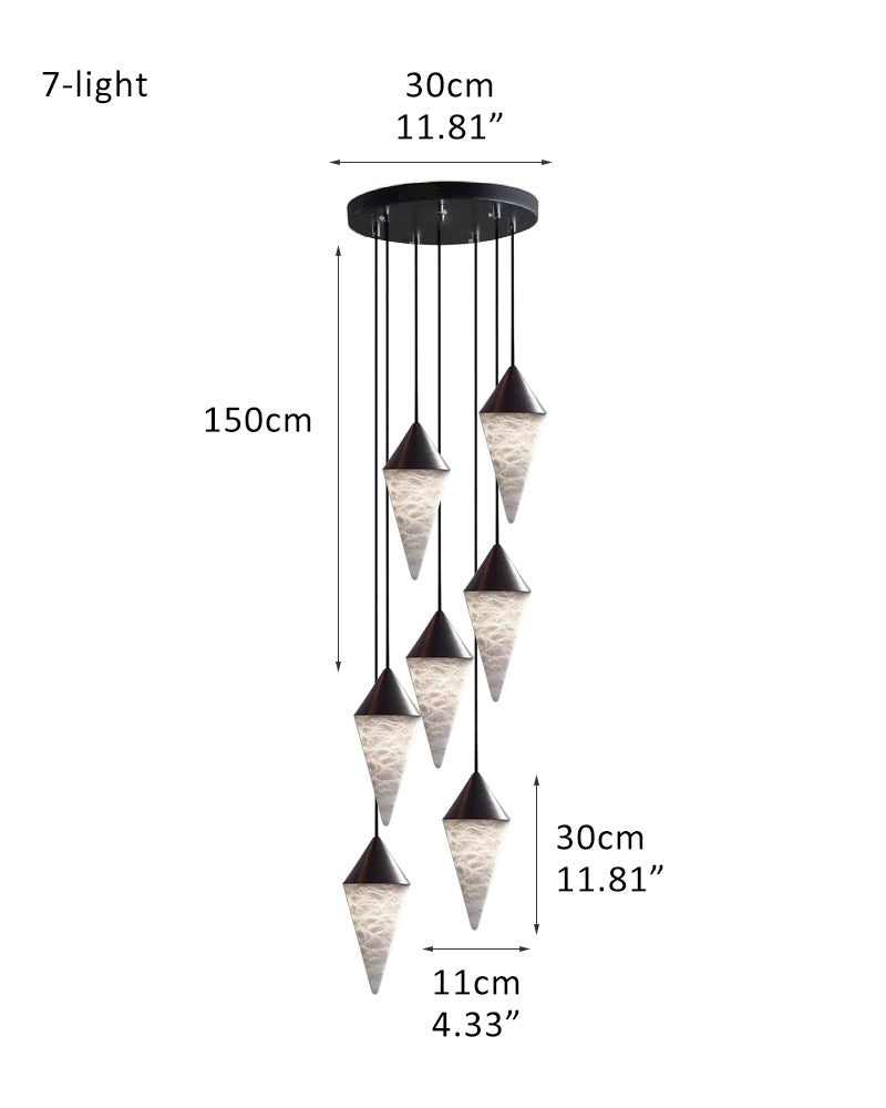 affordable cluster pendant lighting | cone alabaster ceiling with long cord