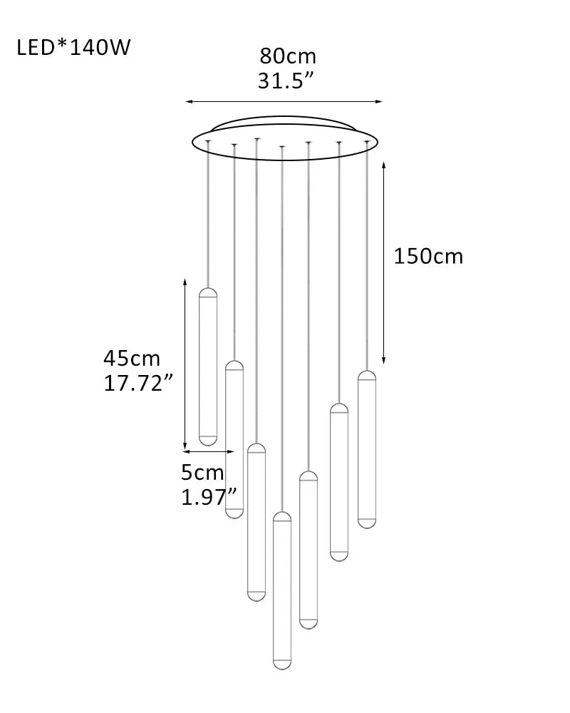 Cadiz LED Wide 2" Aged Brass/Black Indoor Mini Ceiling Pendant Lighting 7-light-D5*H45CM D1.97*H17.72" Modern Pendant lamp