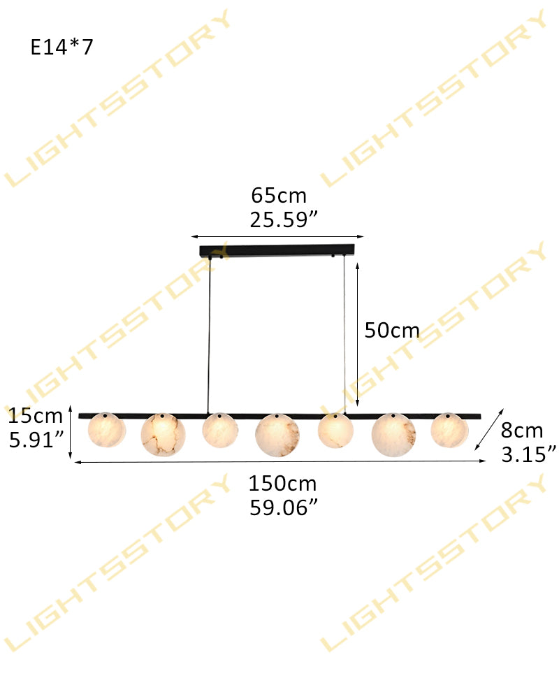 LightsStory Alabaster Statement Pendant Light - Linear Round Brass