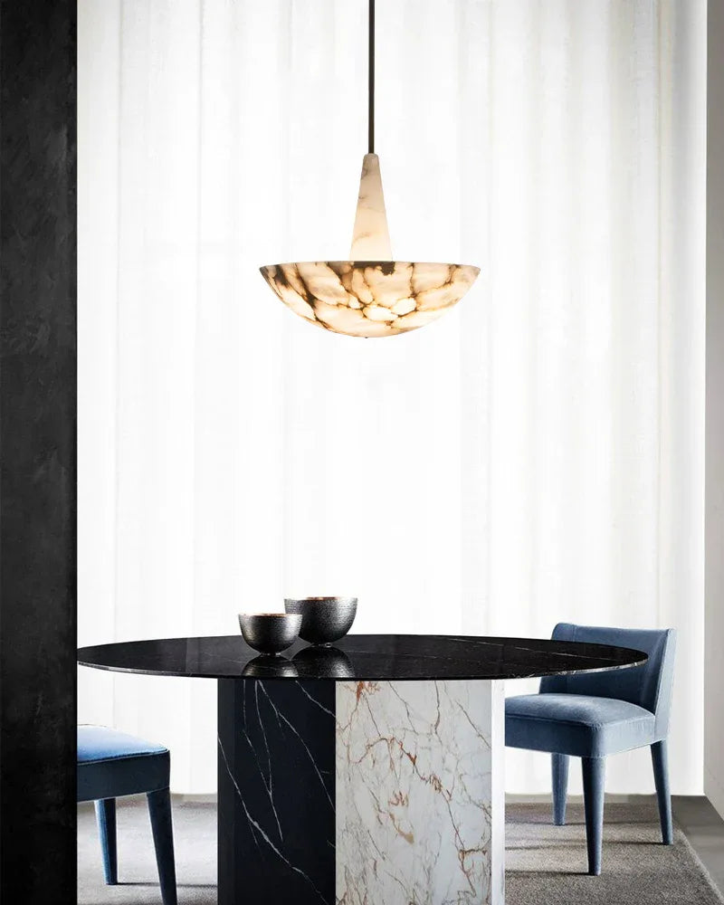 Domus Vintage Alabaster Lamp Round Bowl Ceiling Pendant Lighting Wide 20in 28in Modern Pendant lamp