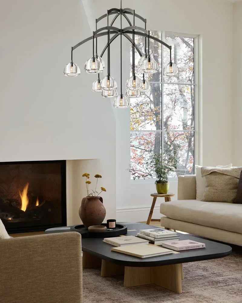 American Retro Hemisphere Crystal Glass Round Chandelier in Unique Brass Finished American chandelier