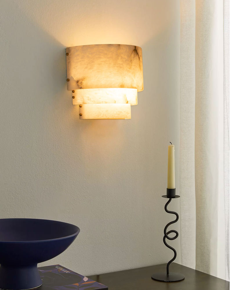 3 Tier White Round Alabaster Chain Pendant Light Fitting in Brass 10in