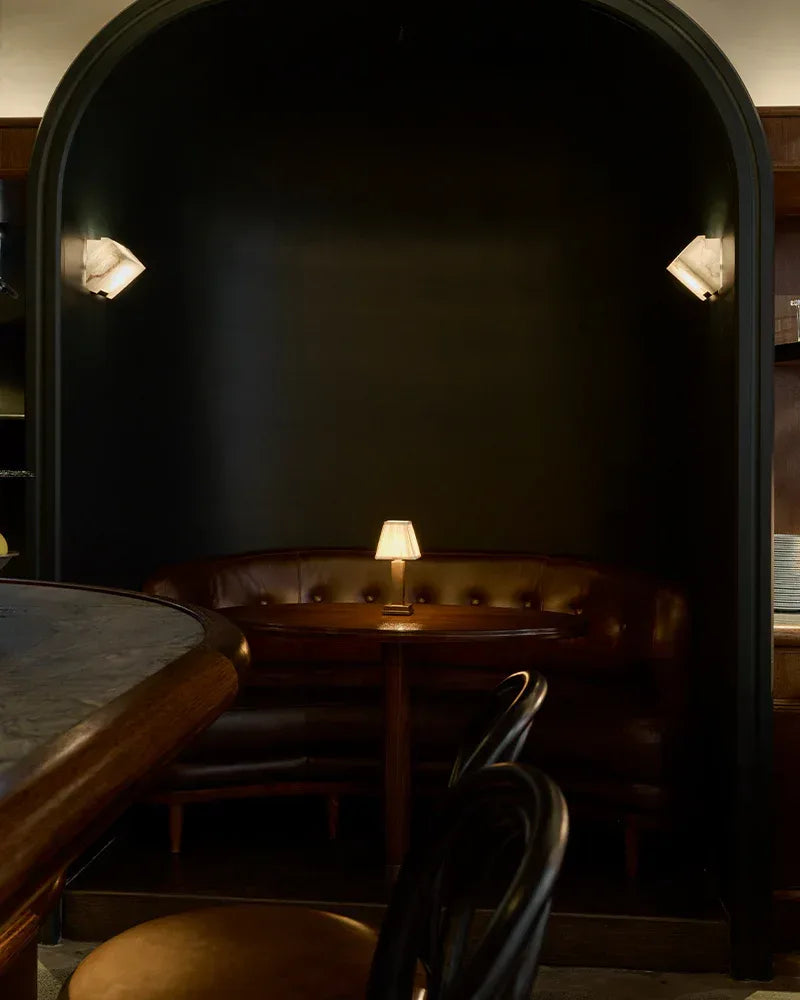 1-light Cone Nature Marble Stone Wall Sconces Wide 6" Brushed Bronze Flush Mounted Wall Sconce Lamp