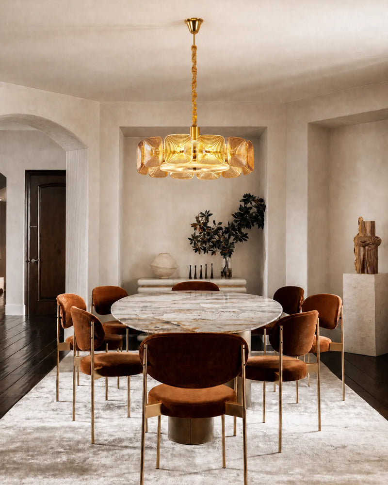 LightsStory Wave Glass Ring Statement Chandelier - Artisanal Glass