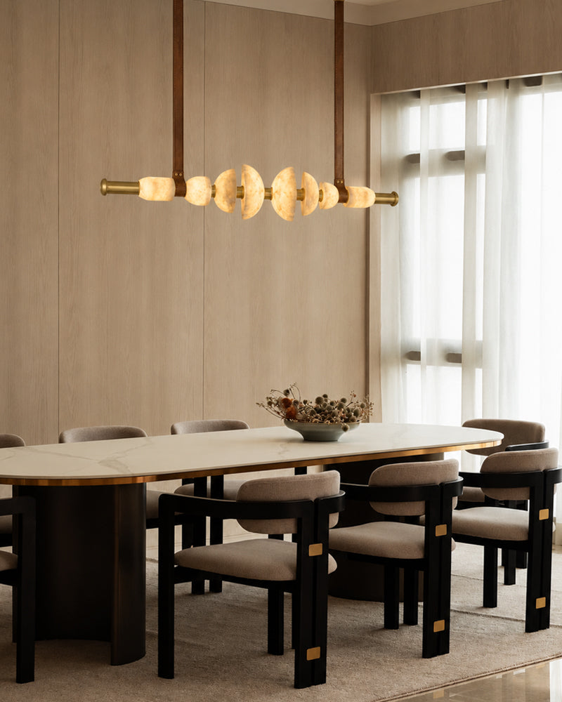 LightsStory Serene White Alabaster Linear Pendant Light - Semicircle