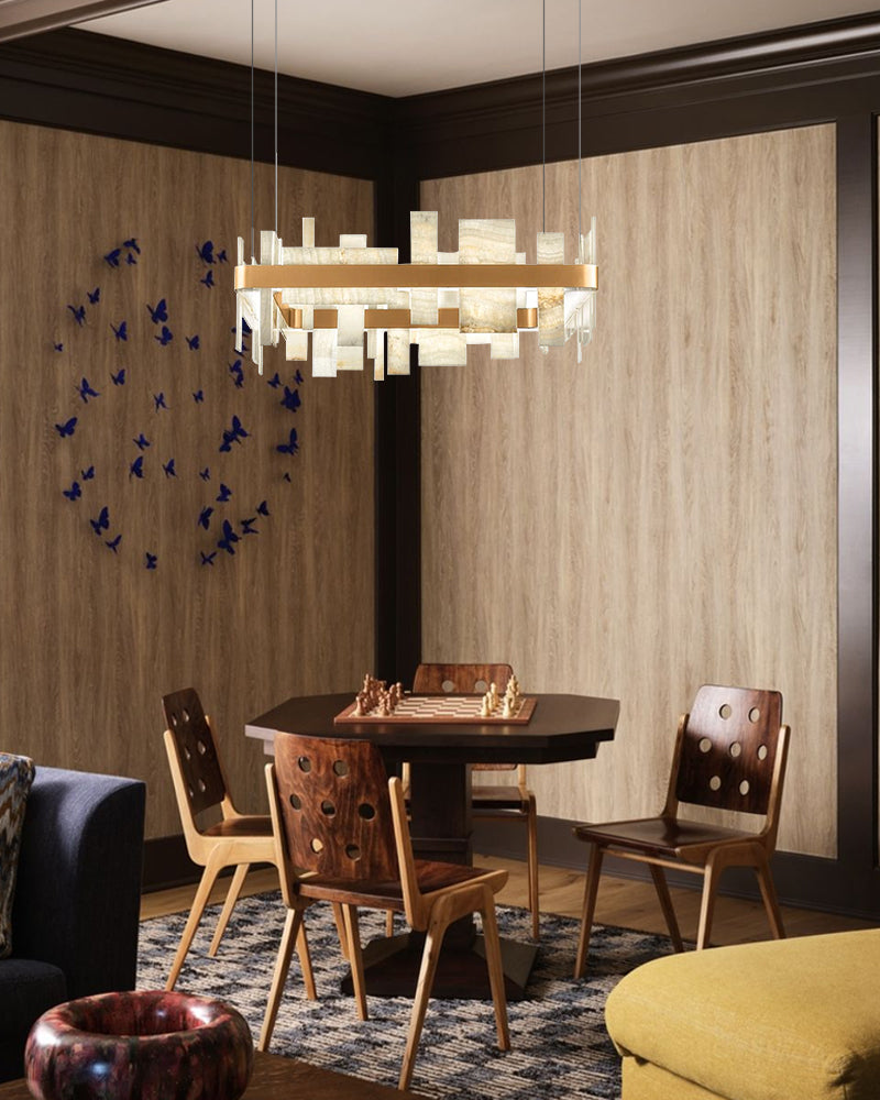 LightsStory Alabaster Rectangle Chandelier - Lux Gold - Statement