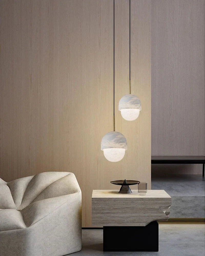 LED Round marble small pendant lamp 6" in white for kitchen, loft, bedroom, corridor Modern Pendant lamp