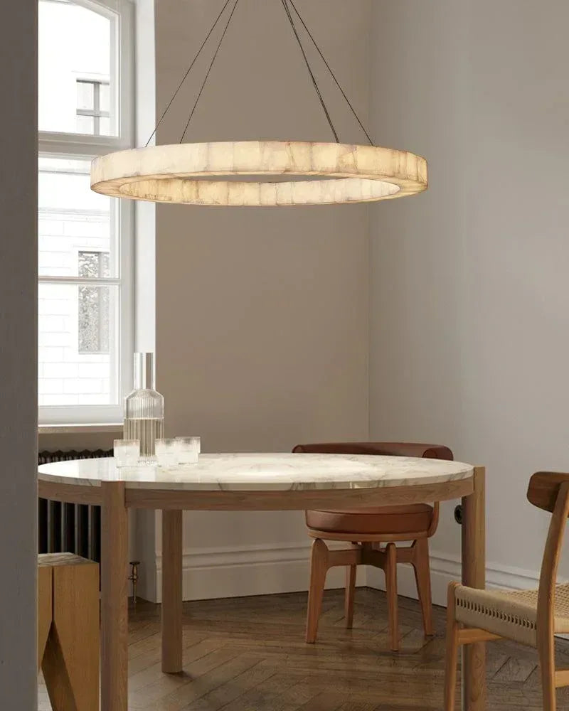 America Rivage Tier Round Calcite Alabaster Stone Chandelier Indoor Lighting American chandelier