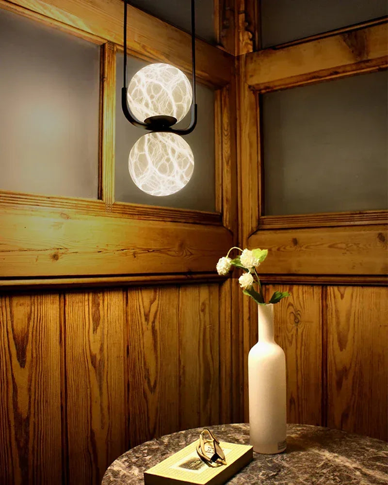 4/5 Lights Hand-Carved Linear Alabaster Globe Chandelier | Antique Spanish Alabaster Modern Pendant lamp