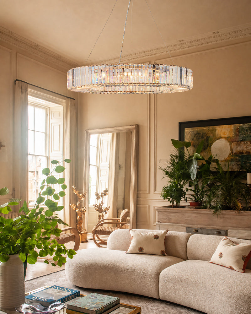 LightsStory K9 Crystal Ring Chandelier - Luxury 1 to 2 Tiers