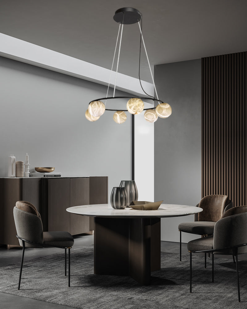 minimal globe alabaster pendant light&5 balls