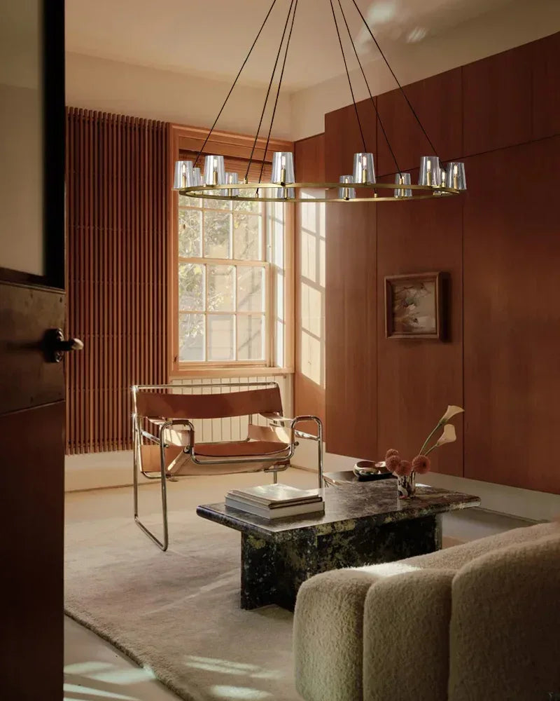 12-light Pauillac Brass/Black Linear Clear Glass Chandelier 49" 60" for dining room American chandelier