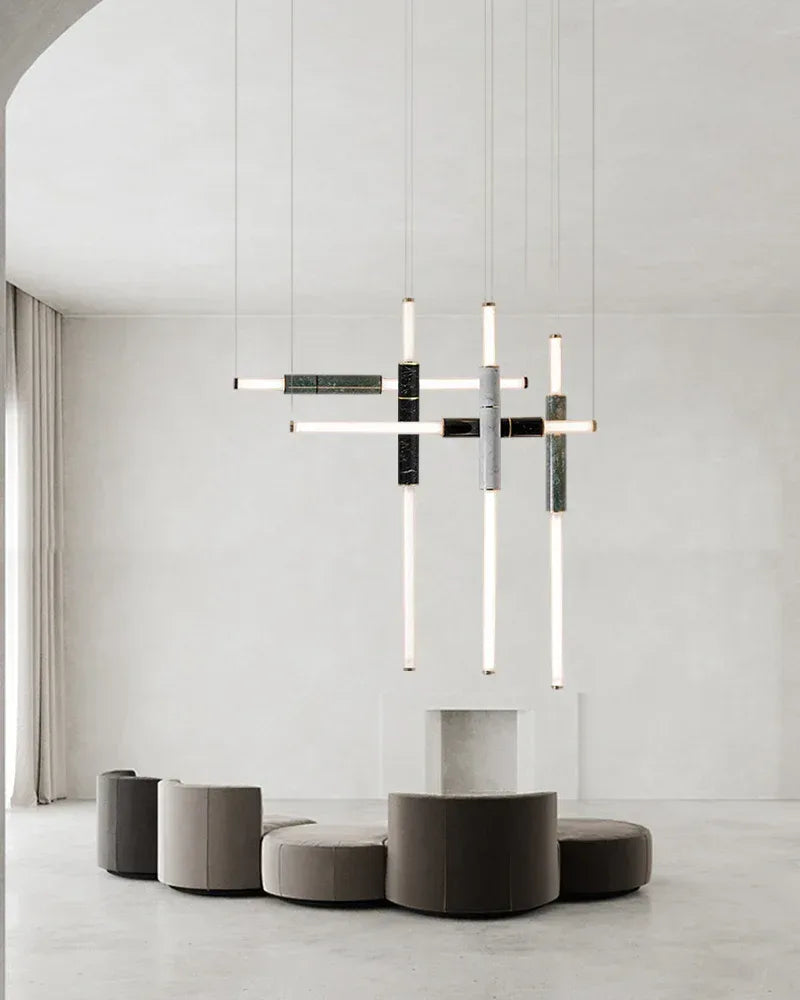 Empty State Light Pipe Suspension Light - Silver Anodised, Green & Black Modern Pendant lamp