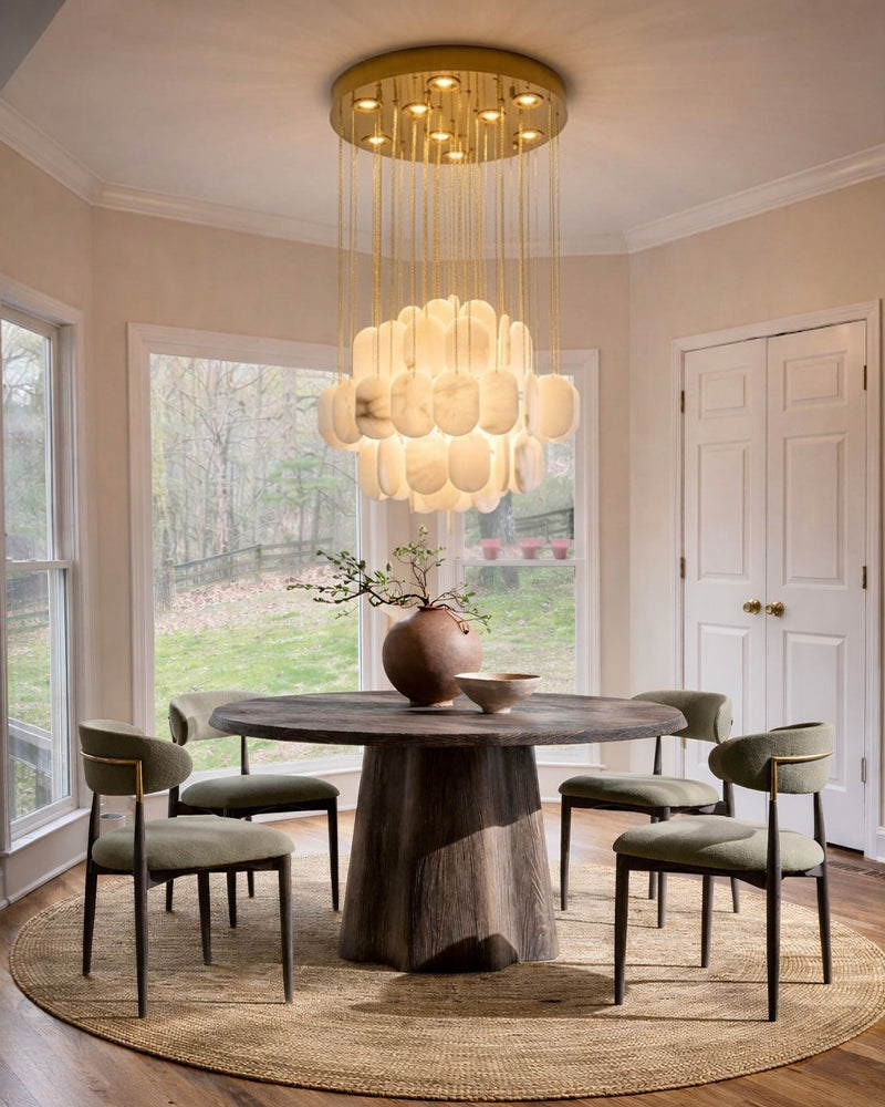 LightsStory Alabaster Streamline Chandelier - Geometrical White Stone