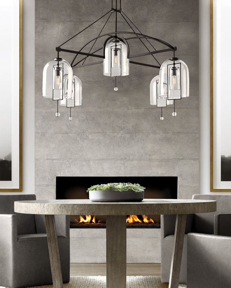 Fulcrum Industry Light Design 透明玻璃和黄铜饰面五金吊灯(单头)