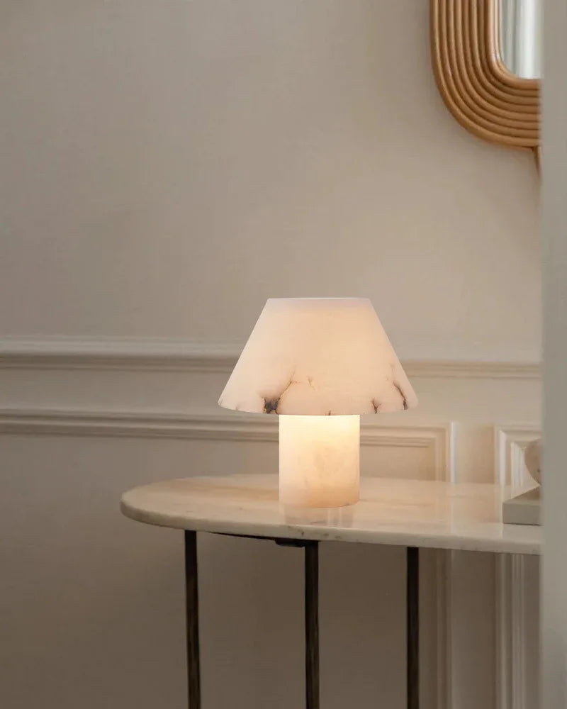 Stylish Petra Luxe Delicate Stylish Mushroom Fitz Alabaster Table Lamp for home collection Modern Table lamp