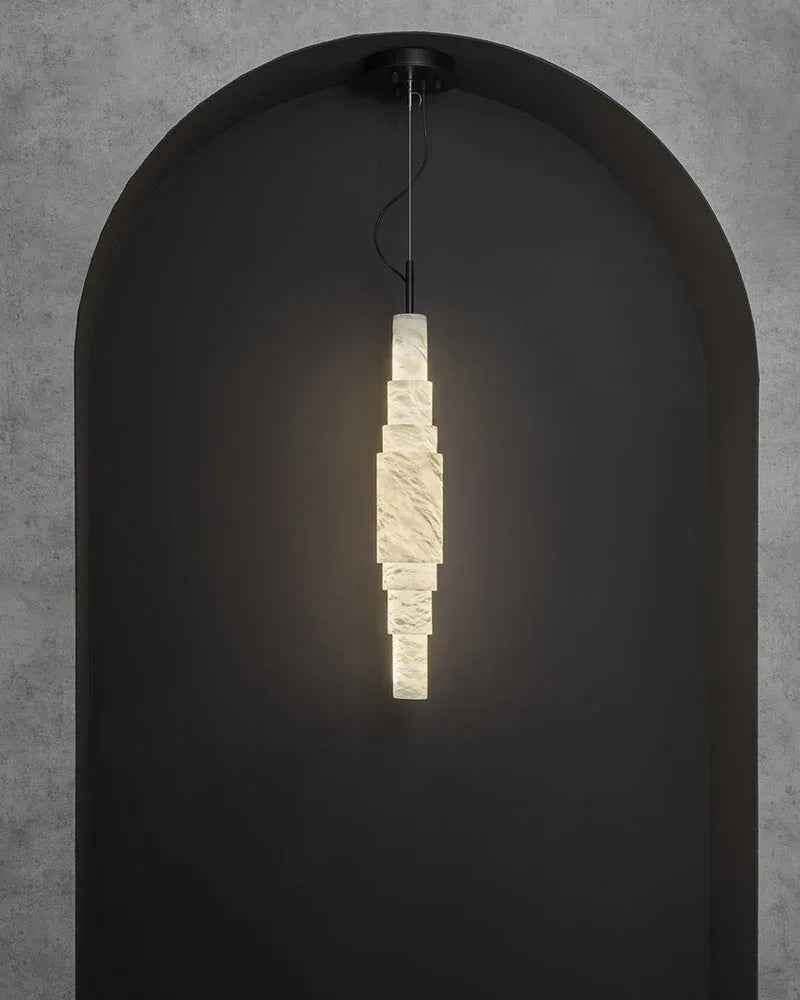 LightsStory Series Ethereal Pendant Light | Linear Cluster Natural Alabaster Stone, Natural Stone Texture for Kitchen Islands and Dining Rooms Vintage Simple Pendant Lamp