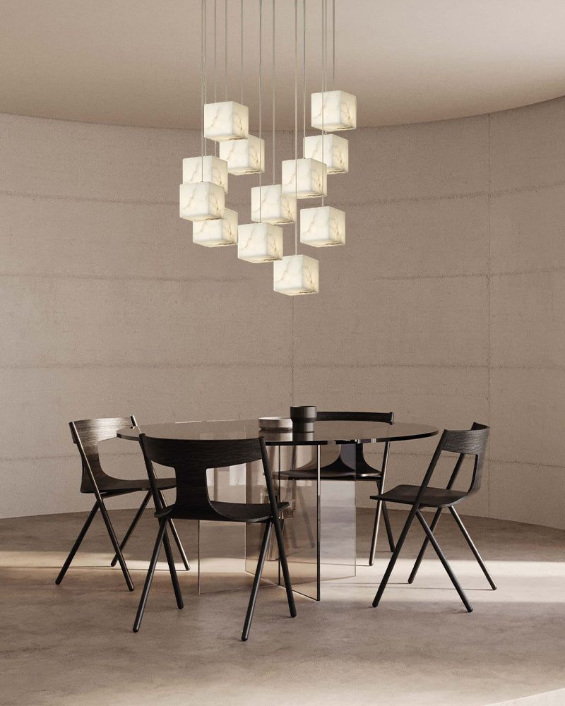 1/6/9/12/18/36-light G9 Alabaster Cluster Ceiling Pendant Lamp with Square Cube Design