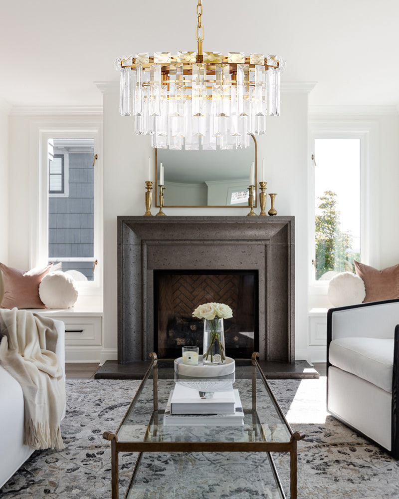 Elegant Arden Tiered Crystal Round Chandelier Dimmable Gold/Bronze/Chrome Stainless Body