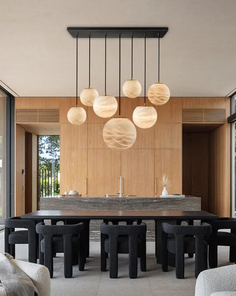 7/9-light Modern Round Marble Pendant Lamp with black base ceiling for kitchen island Modern Pendant lamp