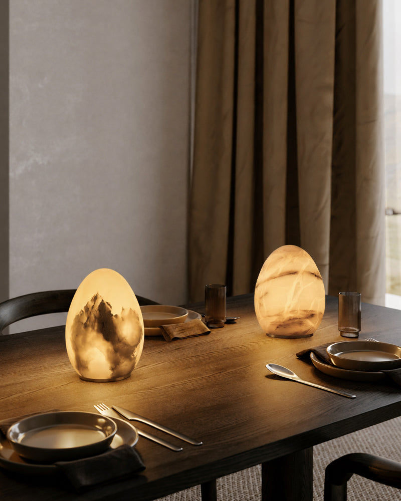 Wireless Alabaster Dimmable Table Lamp - Touch & Remote Control